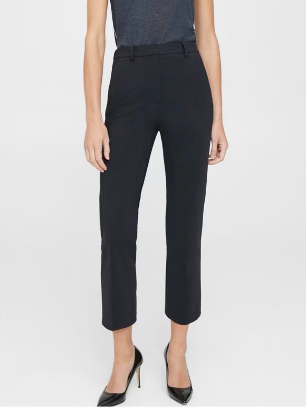 Theory Black Straight-Leg Dress ankle length straight leg Trousers, size 0